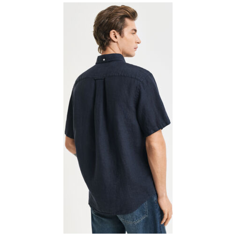 GANT Regular Fit Garment-Dyed Linen Short Sleeve Shirt